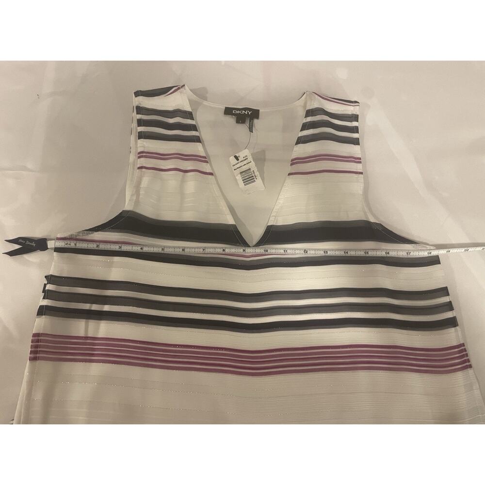 NWT DKNY Shift Dress Striped Shimmer Split Side Draped Size Small Women’s - Picture 11 of 12